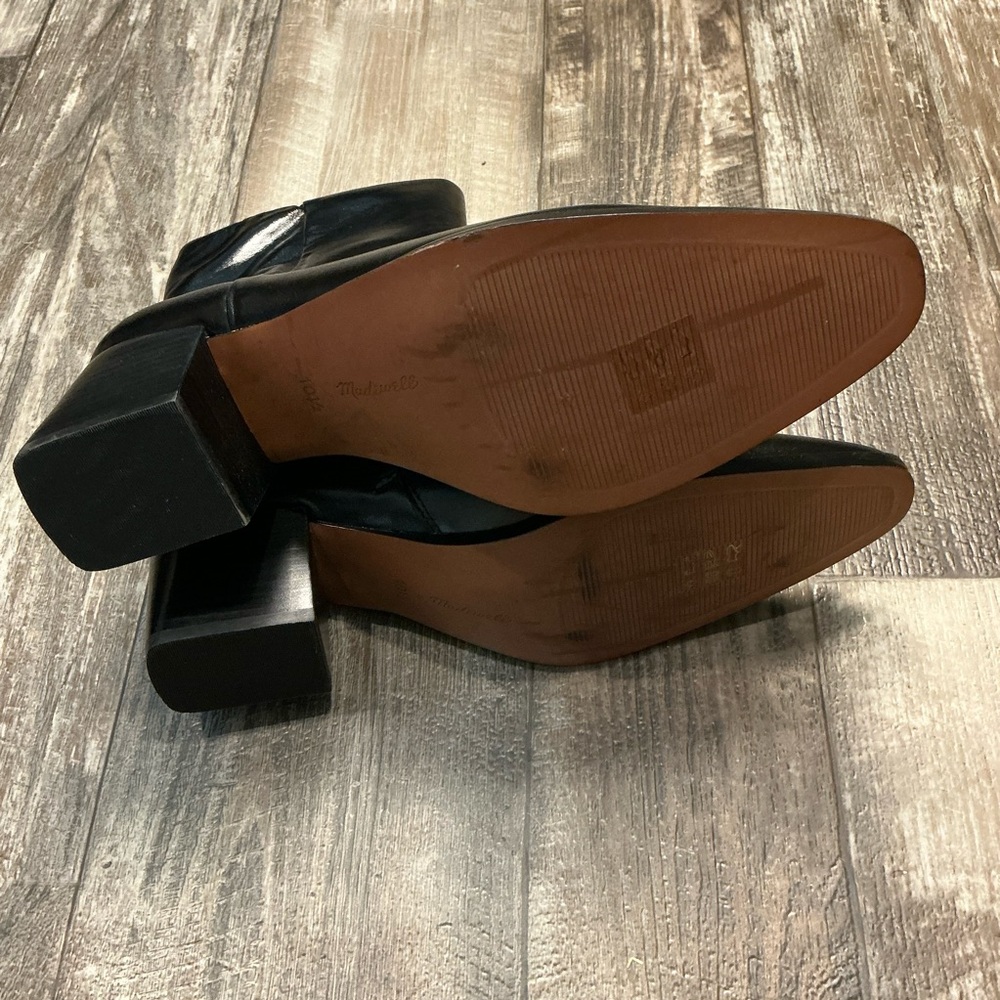 Madewell Women's Black Leather Ankle Boots - Sleek Zip Booties Size 10.5 - Picture 10 of 12